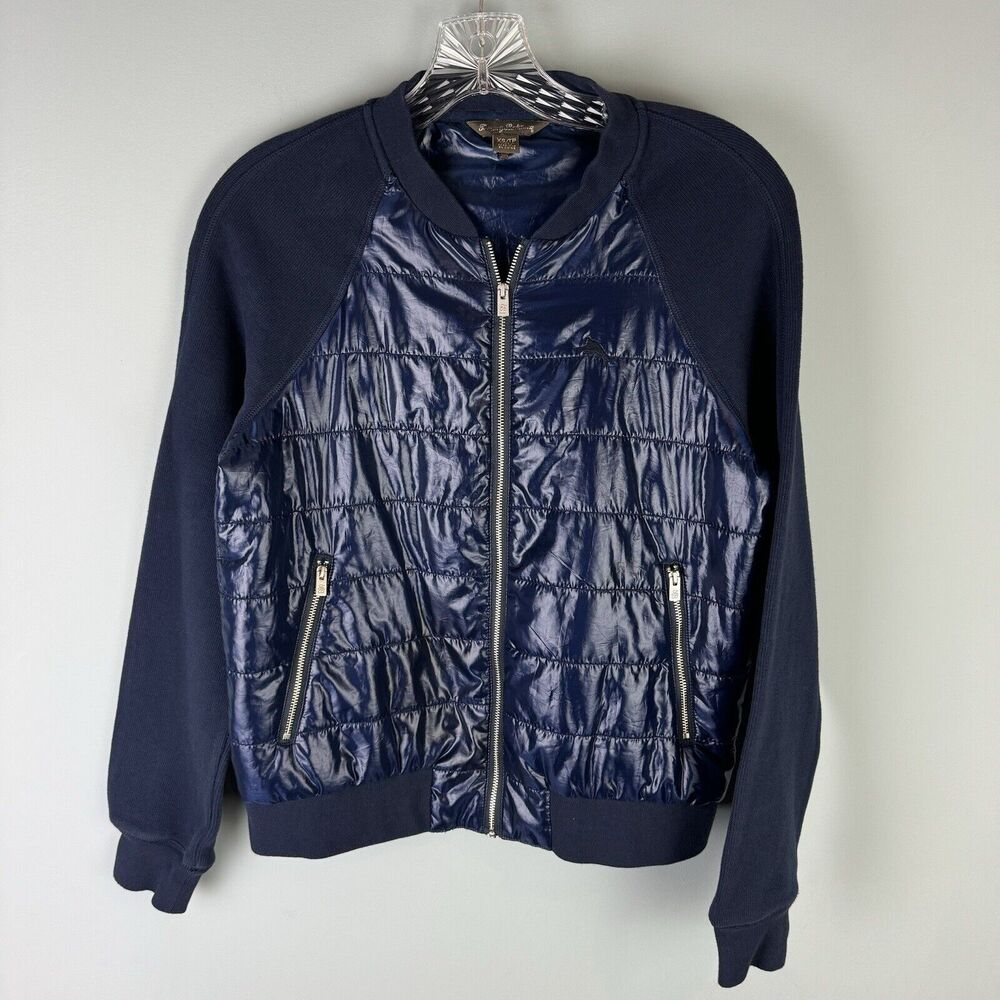 Tommy Bahama Women's Size XS Satin Bomber Jacket Navy Blue